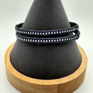 Black and Blue and White Woven Bracelets